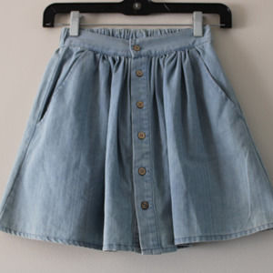 Rylee + Cru Light Blue Mini Skirt